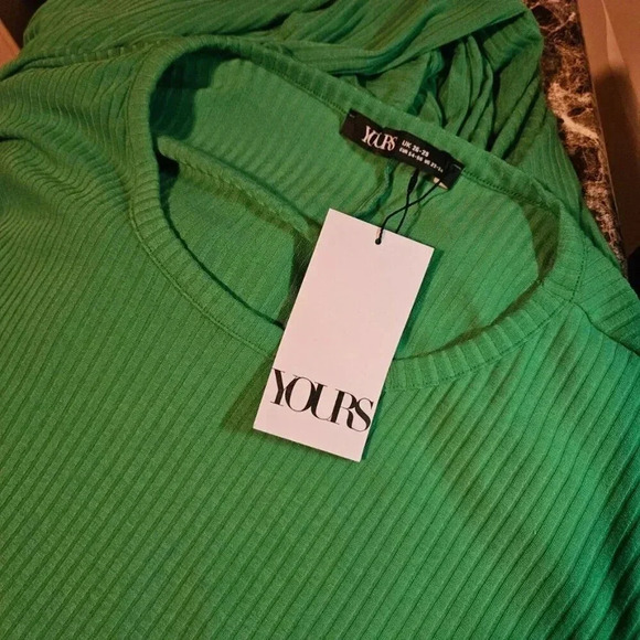 Yours | Plus Size Green Ribbed T-Shirt Dress Stretch Fabric - New with Tag! - Picture 10 of 15